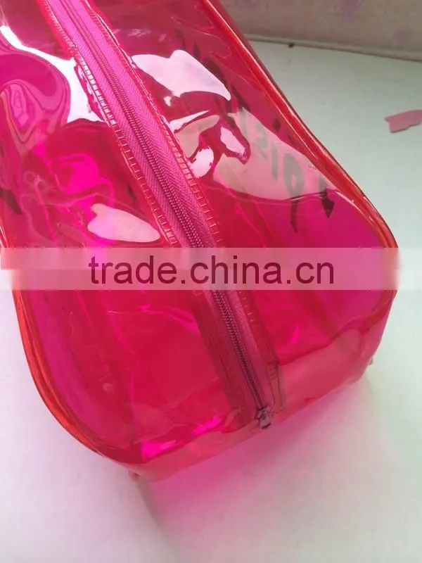 wholesale fuschia printed pvc pouch with zipper