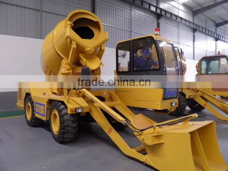 Small 3 cubic meters concrete mixer truck dimensions with self loading