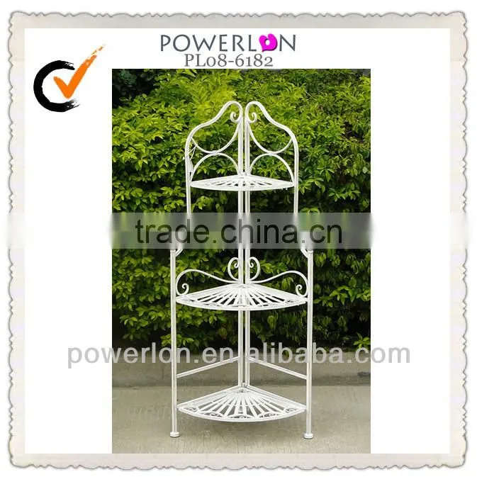 decorative 3 tier wrought iron flower shelf