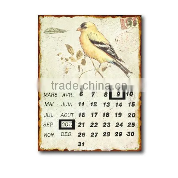 Decorative Vintage Metal Sign Antique Metal Plaque Calendar Metal Wall Plaque