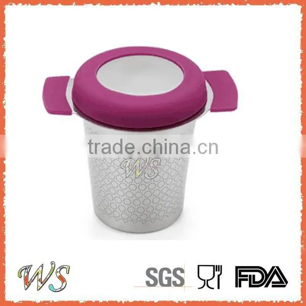 WS-IF004 Stainless steel tea infuser with silicone handle/Tea cup