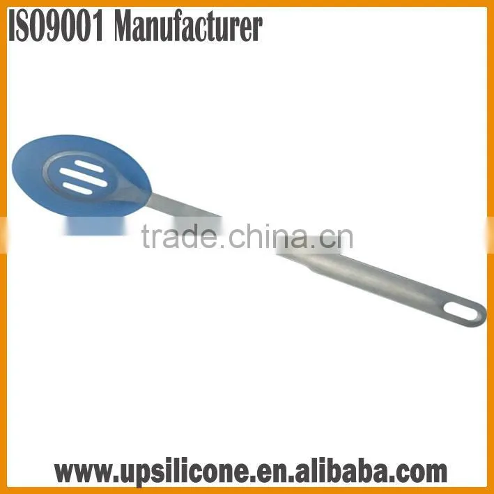 silicone draining spoon with stainless steel handle