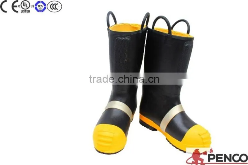 Black Advanced Polythene rubber fireman safety boots