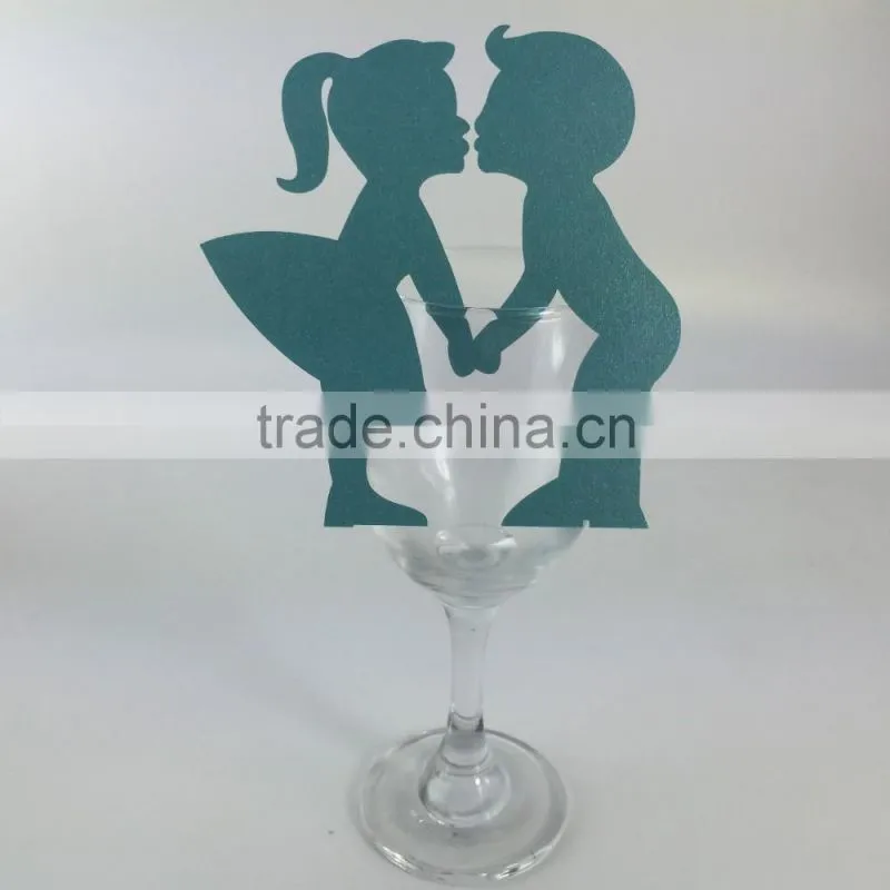party favors supplier wine glass card laser cut wedding invitation card