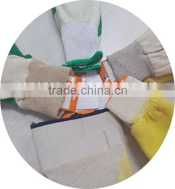 DDSAFETY 2017 Yellow Latex Crinkle Coated Cotton Gloves With Knit Wrist