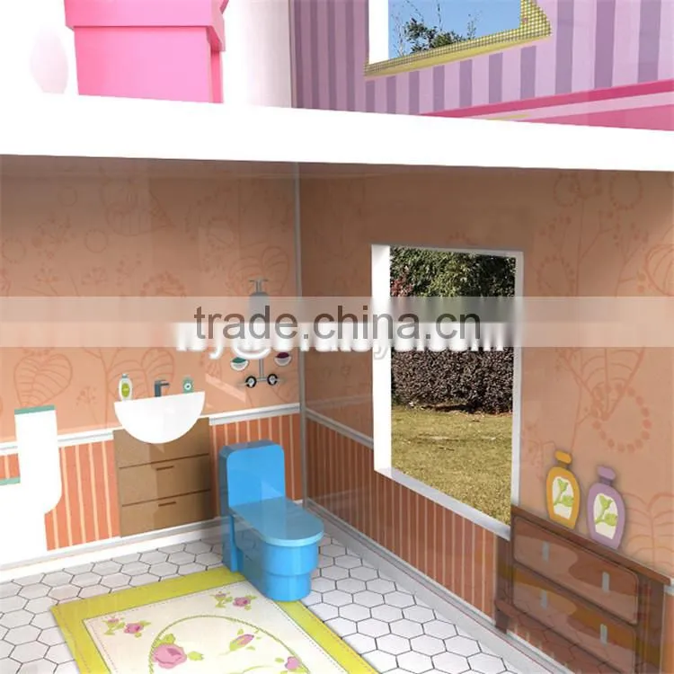 New design lovely girls toy sets wooden miniature house kits W06A235