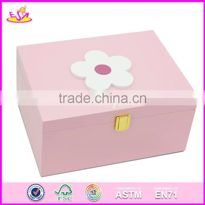 2017 new products girls pink wooden storage bins W08C175