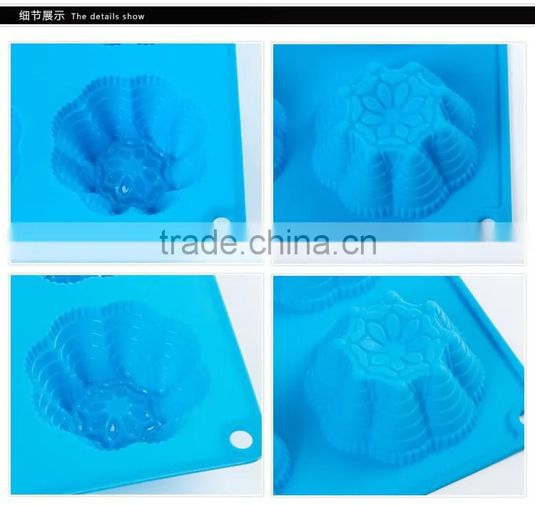 6-Cavity Blossom Cake Wholesale Silicone Chocolate Moulds For Cupcakes Silicone Mold Baking tools