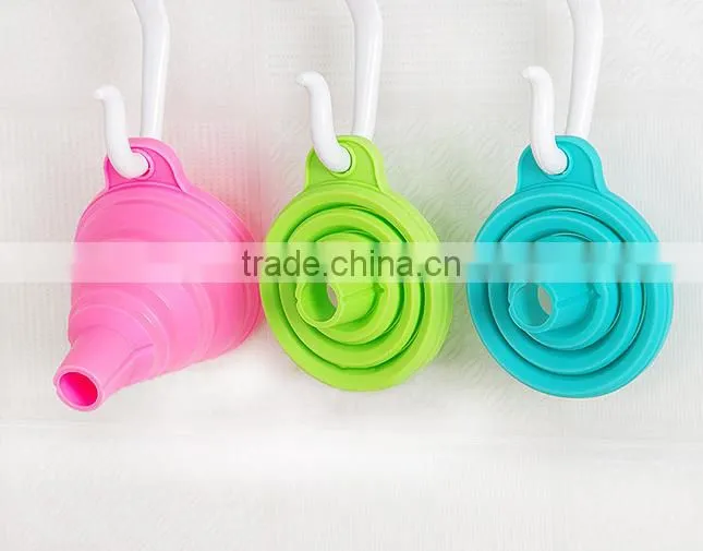 hot selling Colorful Silicone Foldable Funnel rubber foldable funnel