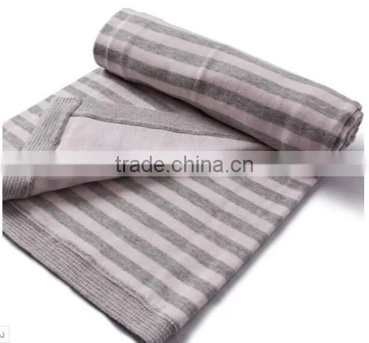 Health Cotton Knitted Baby Blanket, Baby Knitted Stripe Blanket,Baby Hooded Towel Blanket