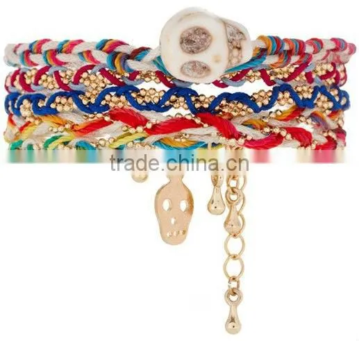 leather and rhinestone chain braided bracelet, wrap bracelet, glistening crystal chain and leather bracelet