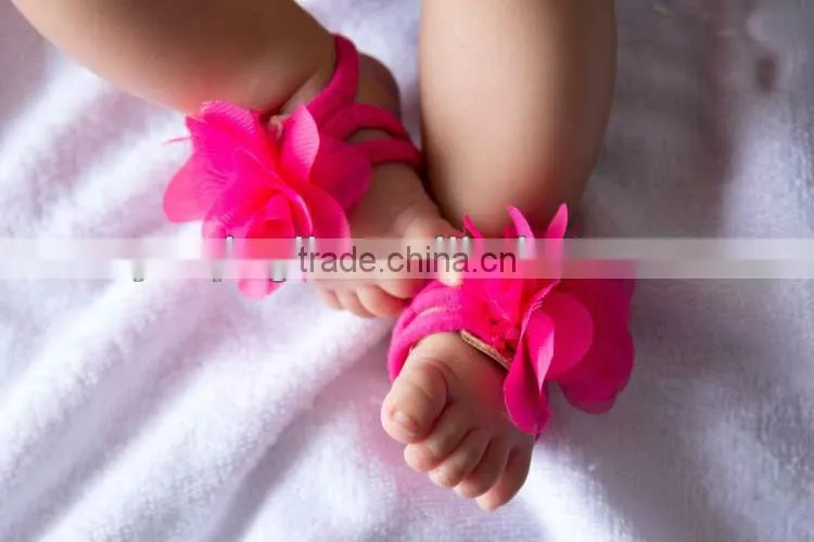 New Arrival Elastic Barefoot Sandals For Infant Hot pink Barefoot Socks Sandals Shoes Flowers Feet Toes Baby Bloom