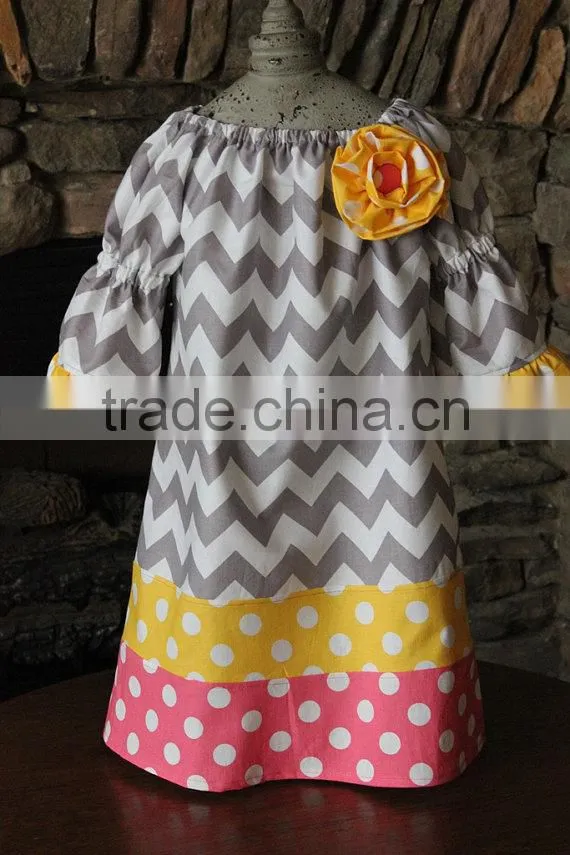 Fancy Christmas Chevron Material Baby Girls Frocks Christmas Dress For Gilrs' Dresses