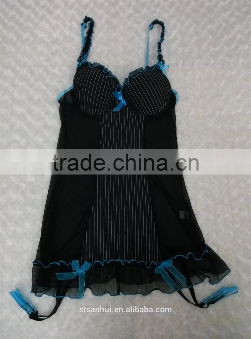 sexy transparent nighty babydoll women camiosole panty set