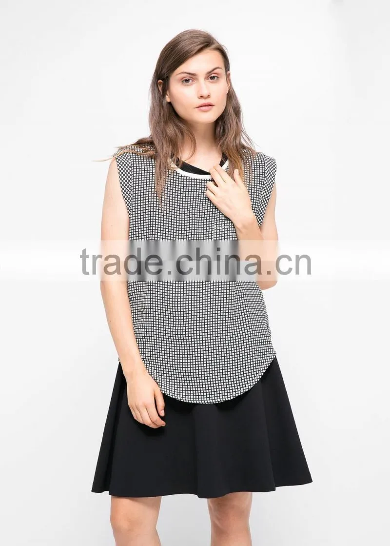 Chiffon check t-shirt china supplier