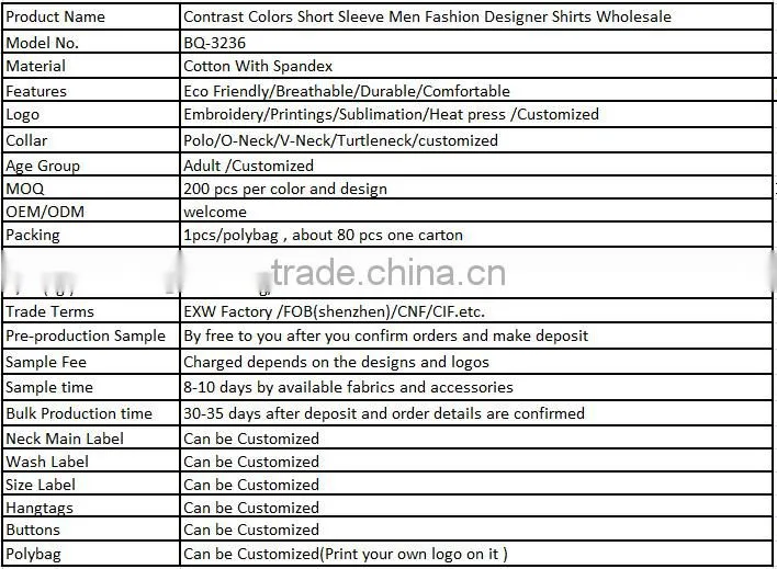 Contrast Colors Short Sleeve Men Fashion Designer Shirts Wholesale