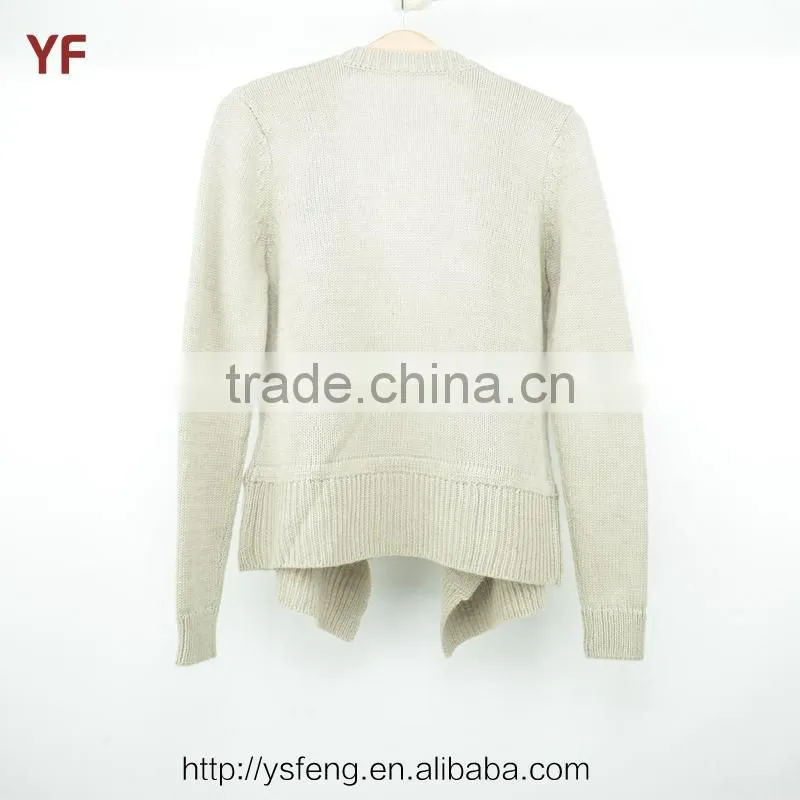 White Big Collar Womens Jerseys Knitted Cardigan Sweater