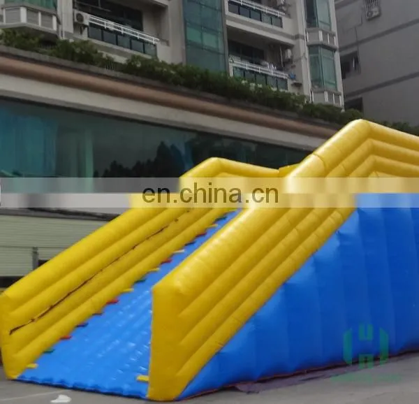 HI blue and yellow pvc inflatable ramp for zorb balls