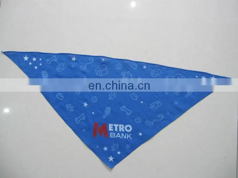 Cheap blue cotton trangle bandana custom logo printing pet bandana