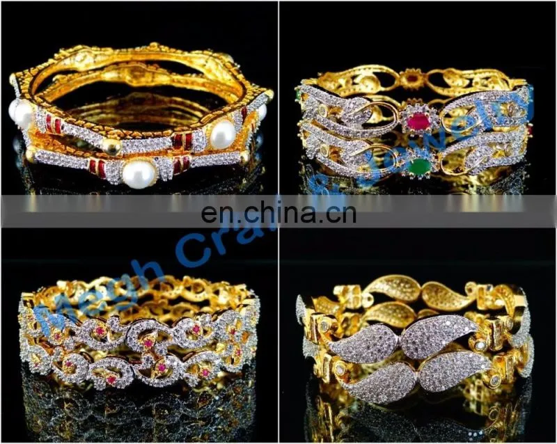 One gram gold plated bangle set - South india gold plated kada set - Wedding wear bangles - Wholesale traditional bangle