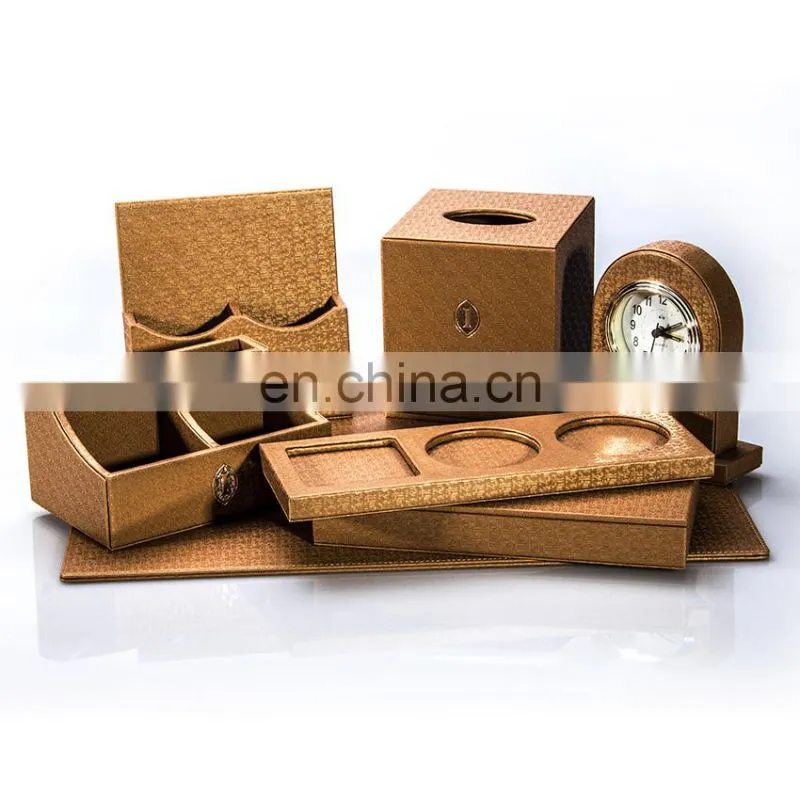2017 Promotion Luxury MDF Desk Set Office Leather Stationery Set