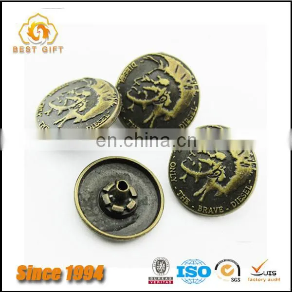 Wholesale Custom Garment Accessories Fashion Metal Gold Buttons for Suit