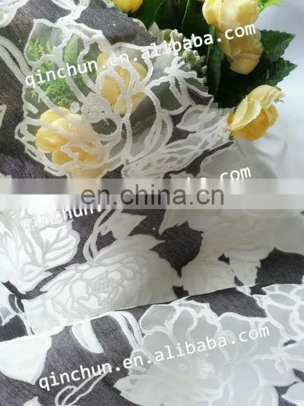 Flower Pattern Burnour Organza Fabric For Fashion Dress