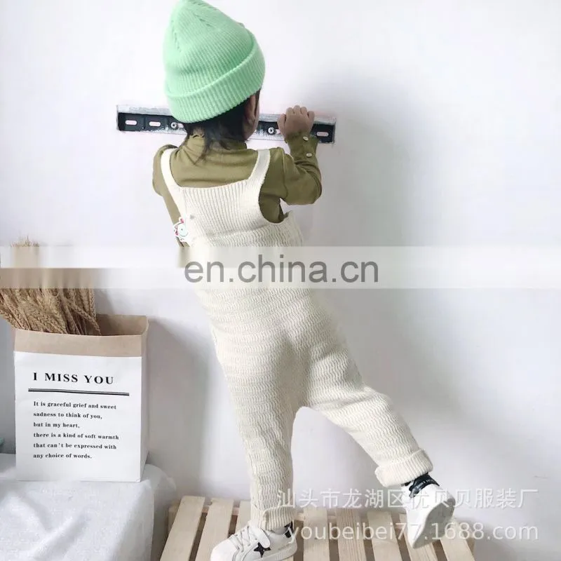 Latest Design Pink Knitted Jumpsuits 100% Cotton kid Girl knitted pants On SALE 2020 Knitted Overall