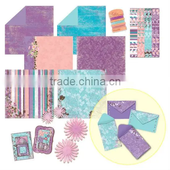 DIY Craft Set Pink & Purple Charming Fabulous Flowers Scrapbook Kit