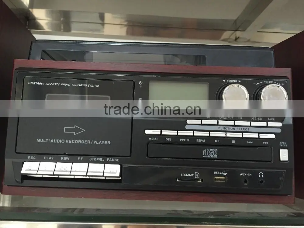 Hifi recordable turntable player with antique and radio and cassette encoding
