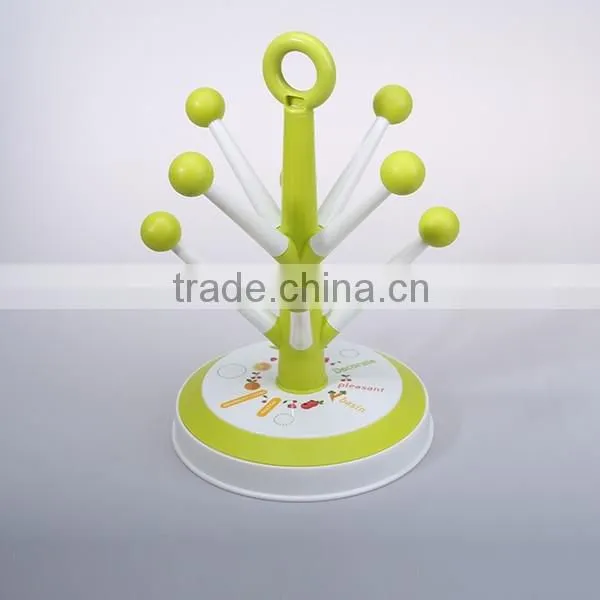 Natural tree design plastic cup hanger rack with 8 cups set