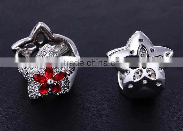 Latest Trend Cocktail Party Colorful Red Cubic Zirconia Star Fancy Jewellery Set