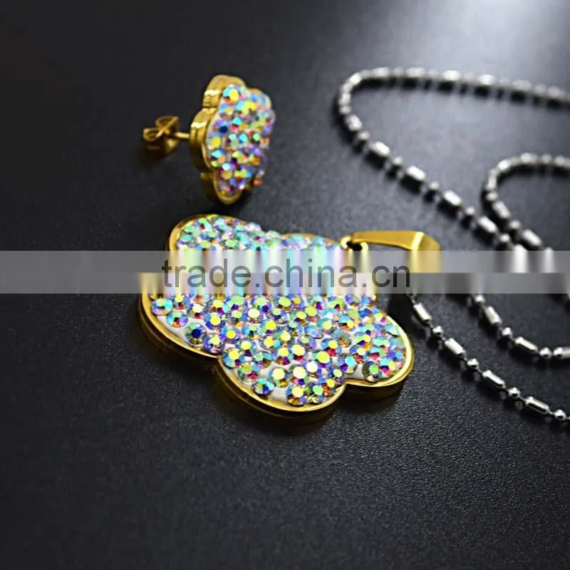 Jewelry Factory Wholesale Women Jewelry Earrings Colored Rhinestone Jewelry Set