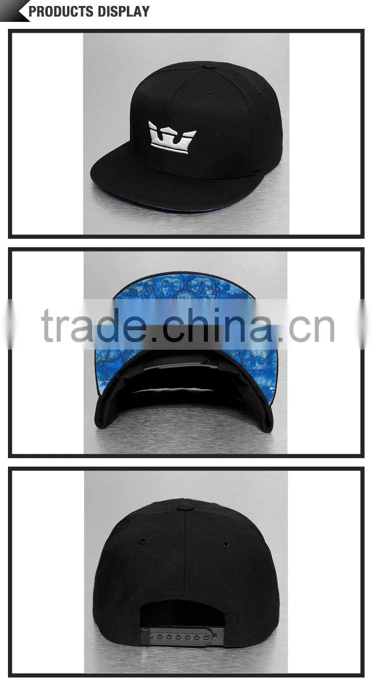 Custom strapback wholesale flat brim brand 6 panel snapback hat