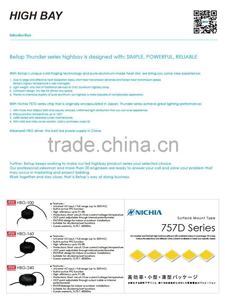 led light high bay 200w for warehouse lighting