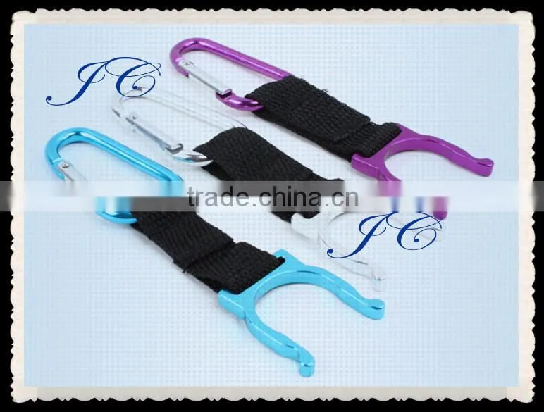 Green promotional simple metal carabiner multitool for bottle