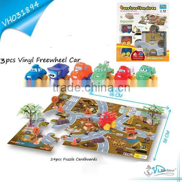 Rubber Vinyl Truck Toy with Puzzle Map