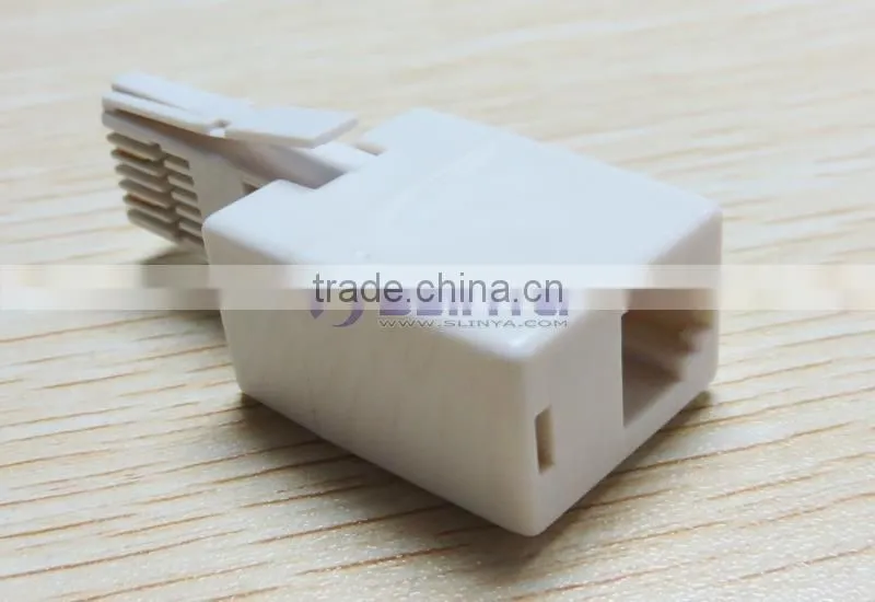 BT Male UK Plug to 6P4C RJ11 US Telephone Socket Cable Connector