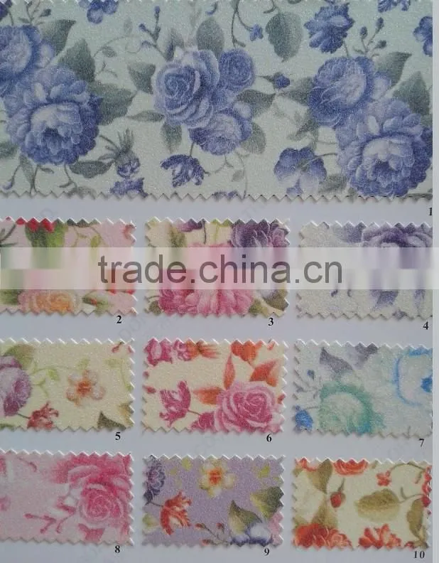 Decorative 0.6-0.8mm thickness knitted flower printed glitter leather