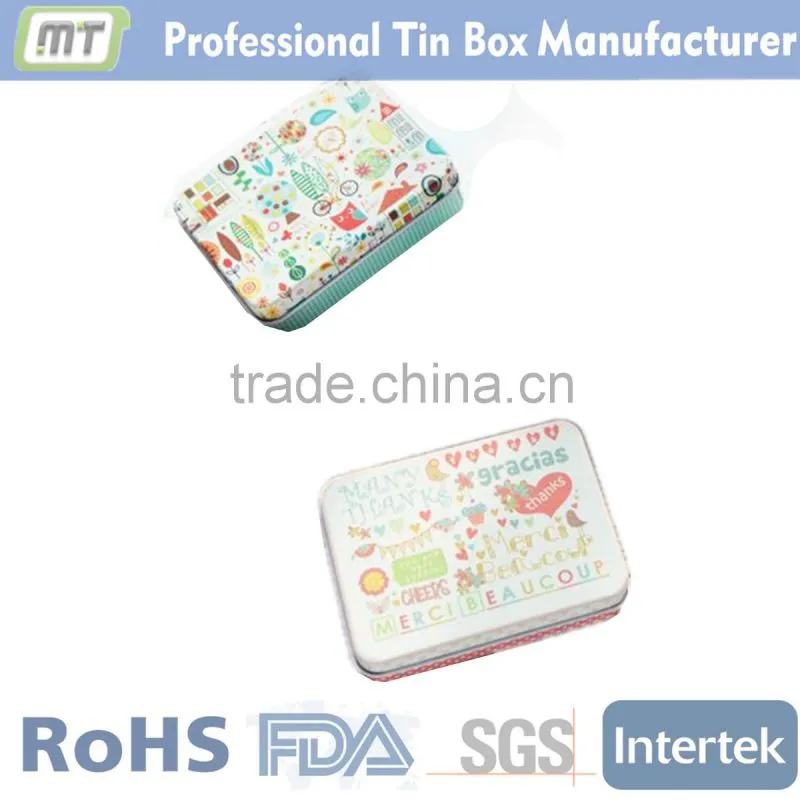 hot selling blue metal cookie tin can with many little designs