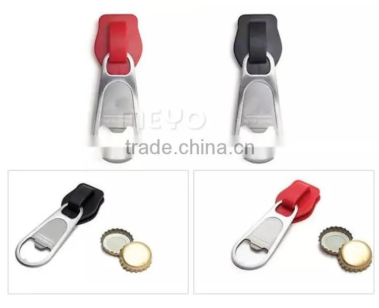 Novelty zipper shape portable water bottle opener promotion
