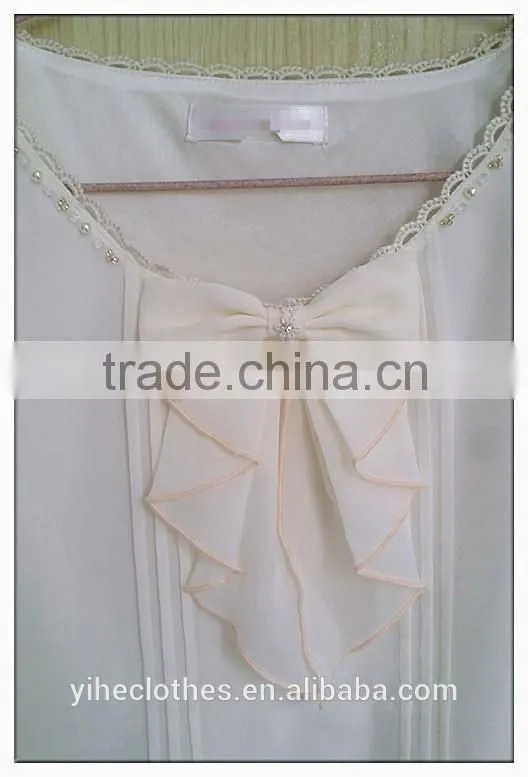 Bow chiffon T-shirt short sleeve girl's sweet T-shirt