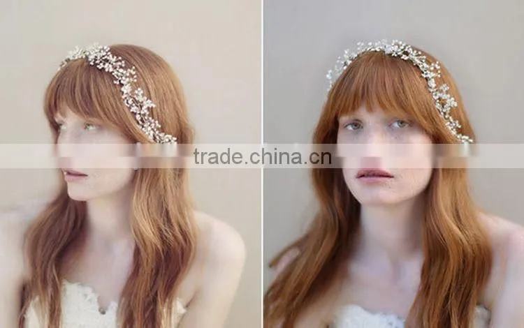 Luxury Handmade Rhinestone Pearl Hair Band New Brand Bridal Hair Accessories