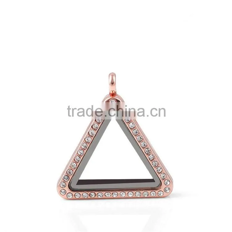 High Grade Alloy Living Floating Glass Magnetic Triangle Locket Pendant Wholesale China