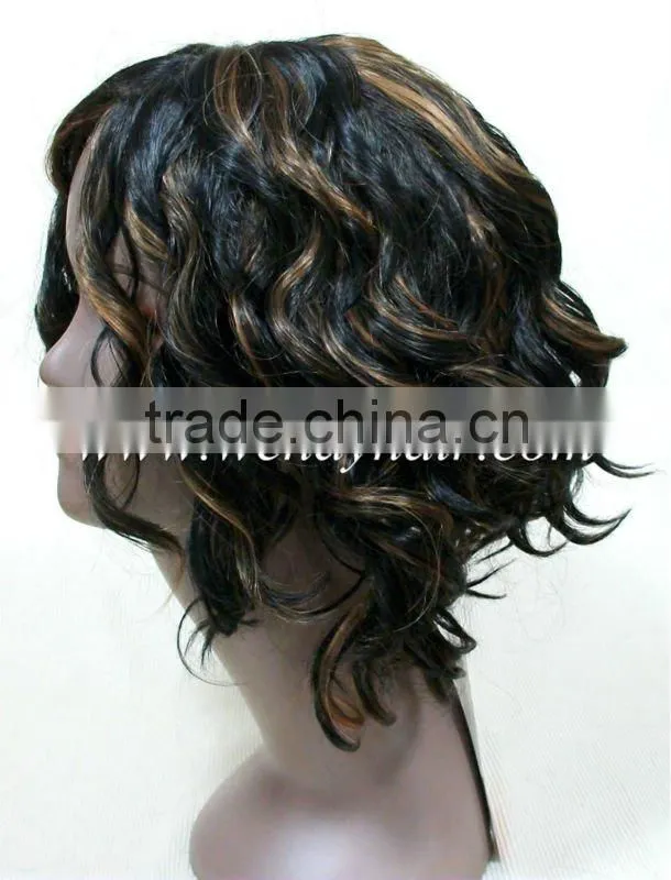 Cheap black short hair wavy wigs for women