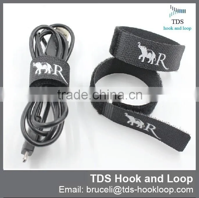 company logo printed hook and loop cable ties