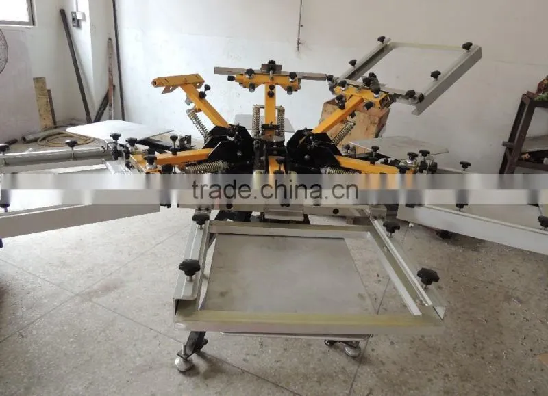 aluminum pallet multicolor manual screen printing machine for T-shirt with micro registration