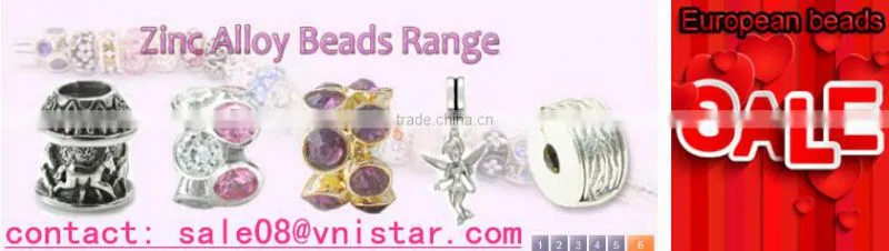 Vnistar silver plared&antique silver plated European copper alloy spacer beads for bracelet CEB005