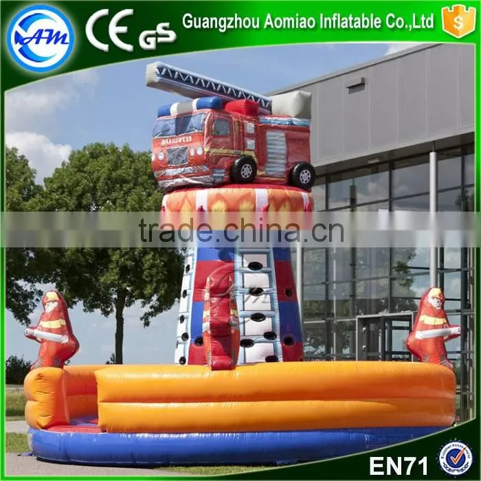 Hot sale inflatable rock climbing wall climbing tower fire truck inflatable climbing wall