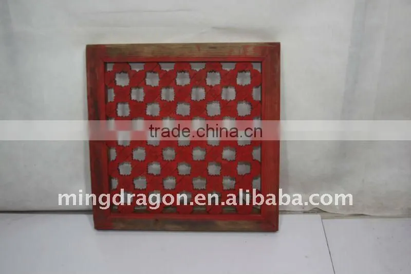 chinese antique colorful square carved screen